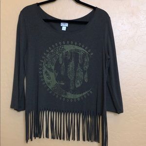 Dark green, fringe top